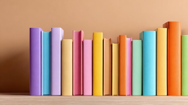 Colorful hardcover books arranged on a wooden shelf with a decorative plant create a warm and inviting ambiance for a home library focused on reading and learning