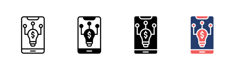 Financial Technology icon sheet multiple style collection