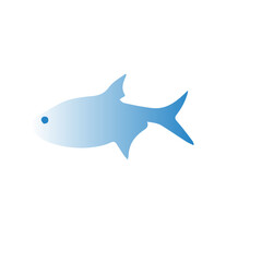 Fototapeta premium Blue gradient fish icon illustration on white background. Simple aquatic animal symbol or modern logo design.