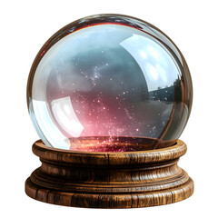 Mystical crystal ball with galaxy and stars, fortune telling, divination on transparent background