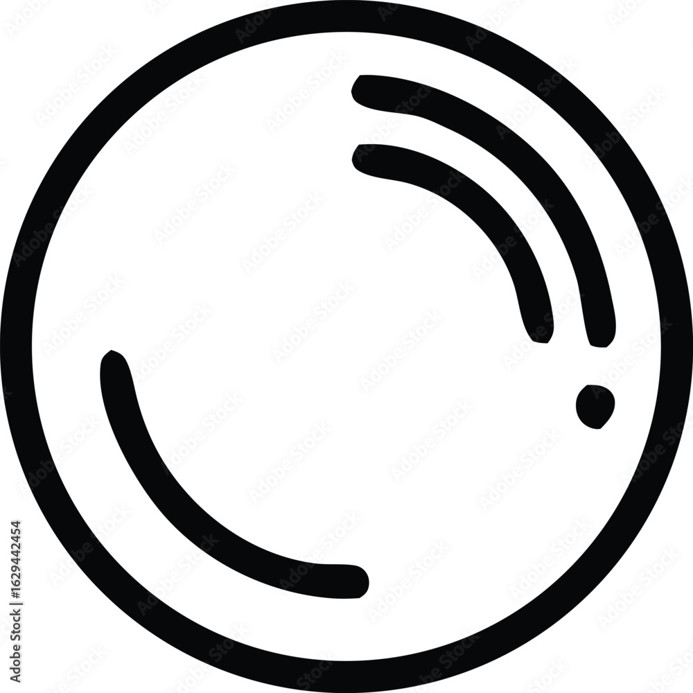 Poster a simple clean hand drawn outline of a spherical bubble with subtle highlights representing purity a