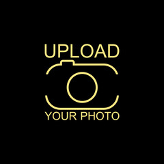 Upload your photo icon isolated on black background