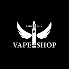 Vape shop logo template icon isolated on black background