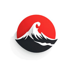 Stylized Mountain Peak with Rising Sun, Symbolic of Strength, Resilience on transparent background