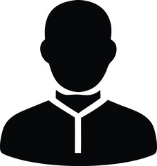 A simple black silhouette icon representing a person wearing a collared shirt or uniform suitable for profiles or user interfaces