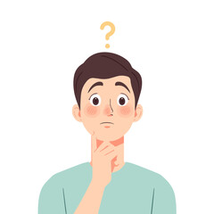 Confused Person Thinking and Looking Up – Flat Vector Illustration