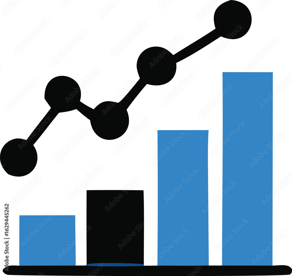 Poster visual representation of upward trending business growth and financial performance depicted through 