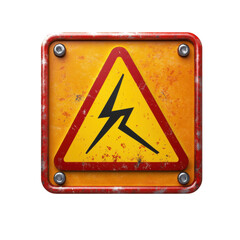 High Voltage Warning Sign with Bolt Symbol, Cautionary Electrical Hazard Notification, and Industrial Safety Protocol for Dangerous Power Source on transparent background