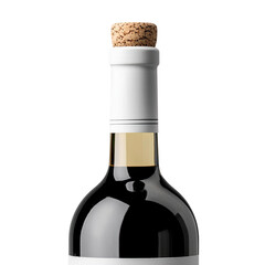 Elegant White Wine Bottle with Cork Top Isolated on White Background for Creative Wine Marketing and Branding