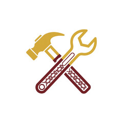 Hammer and Wrench Vector Icon. Tools for Repair and Maintenance Illustration.