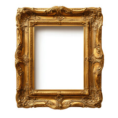 Ornate Gold Picture Frame with Elaborate Detailing and Empty Space for Custom Artwork or Photography Display