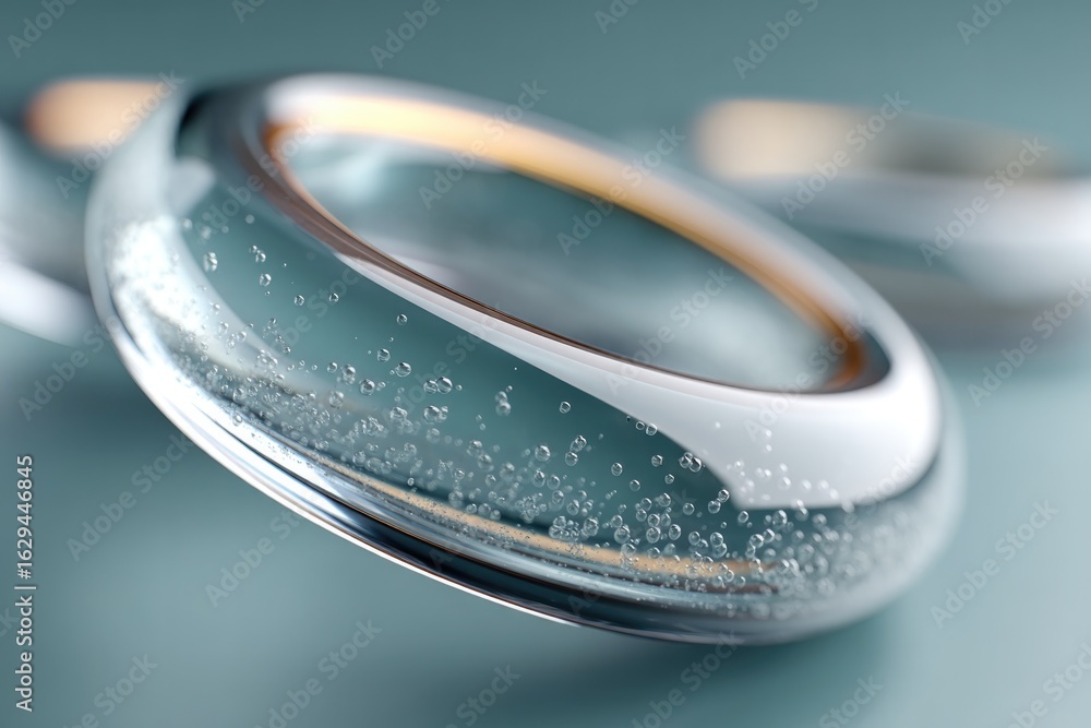 Poster magnifying lenses with intricate details reflect light, creating