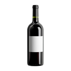 Elegant and Minimalistic Red Wine Bottle with Blank Label on Dark Background for Customization and Design Purposes
