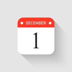 Vector icon page day calendar - 1 December month