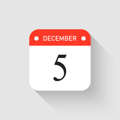Vector icon page day calendar - 5 December month