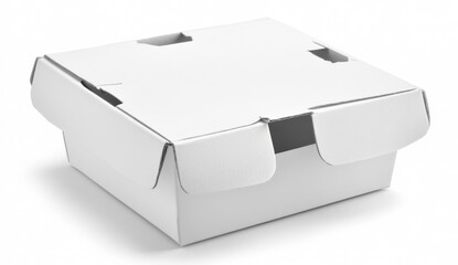 White Empty Fast Food Takeout Box on White Background