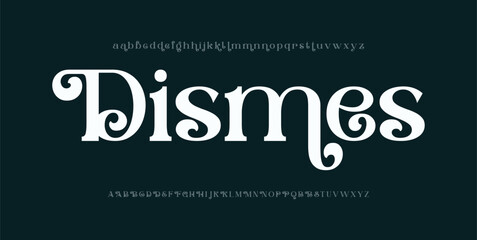 Obraz premium Dismes Luxury font alphabet logo. Typography beautiful fashion elegant classic letters serif italic fonts decorative wedding vintage retro logos. vector illustration