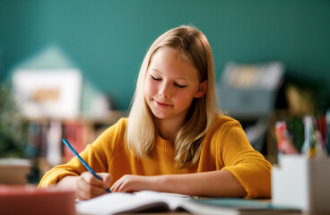 Child is learning in the class