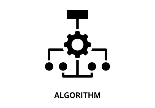Photo of black and white icon representing an algorithm process