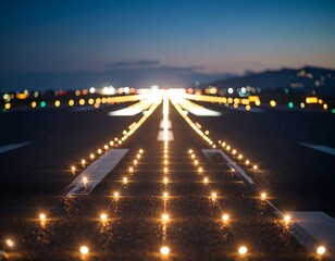 Fototapeta premium Runway lights at dusk