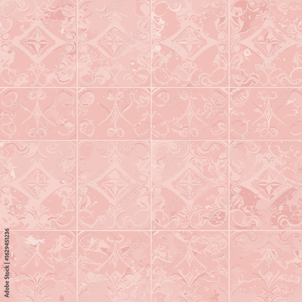 Aufkleber delicate pink tiles with intricate patterns create a vintage and elegant surface texture, enhancing 
