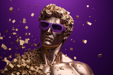 Gypsum golden statue head