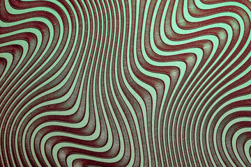 Turquoise vinyl texture with round geometric pattern. Wallpaper surface with round linear geometric...