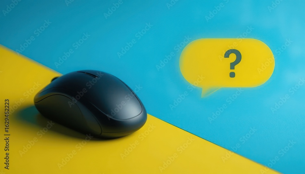 Fototapete unanswered questions: a conceptual image of a computer mouse and a question mark
