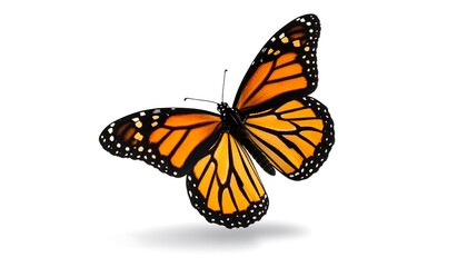 Fototapeta premium Detailed close-up of a monarch butterfly showcasing its orange and black wing patterns