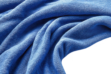 Folded blue terry cloth towel