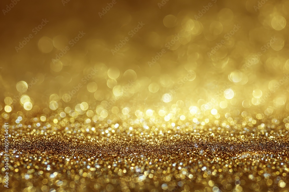 Poster bokeh effect with shimmering gold background creating a luxurious and festive atmosphere in a settin