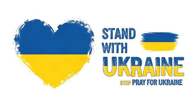 Heart and solidarity flag in support of Ukraine during the russian conflict - Powered by Adobe