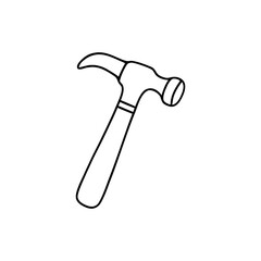 Line Art Illustration of a Claw Hammer with Handle for Carpentry and DIY Projects or Home Improvement Tasks