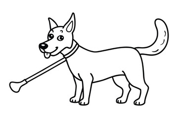 Cartoon dog holding a leash in its mouth
