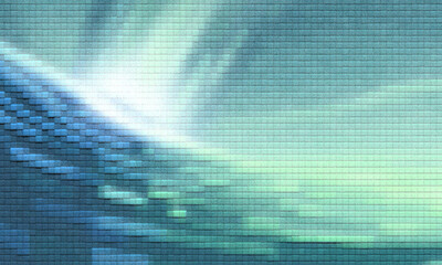 Abstract digital art with a vibrant blue and green gradient featuring a textured horizontal line...