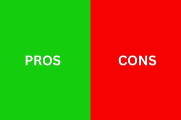 Pros and Cons Concept Comparison on Green and Red Background