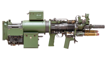 Advanced Weaponry: A detailed view of a modern, complex weapon system, showcasing the precision engineering and technological advancements in military hardware.