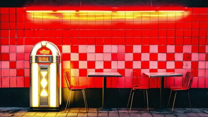 Retro Diner with Jukebox: Vibrant 50s Ambiance
