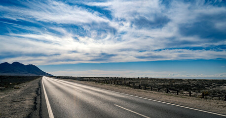 Desert Road Under Blue Sky in Almeria
