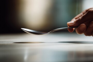 Hand Passing Spoon Across Table in a Lingering Moment of Stillness