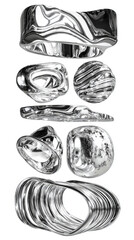 Abstract metallic geometric shapes for modern art and design projects. Contemporary visual aesthetic forms.