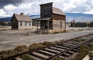Deserted Western Town with Railway Track in Almeria