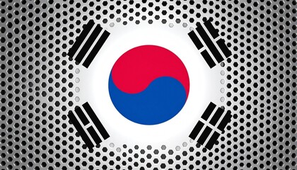South Korea National Flag – Taeguk and Trigrams on White with Textured Dot Pattern