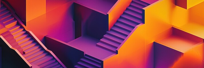 Abstract color gradient blurred background with dynamic effect. Modern gradient stairs design. Grainy texture style with copy space. Colorful abstract stairs background. Gradient steps.	