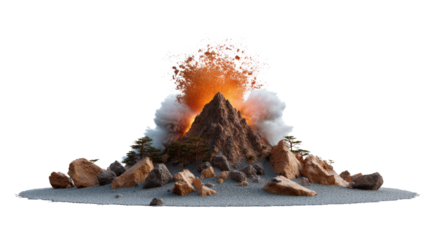 Volcanic Eruption: A dramatic display of nature's power, with a meticulously detailed eruption scene showcasing the raw energy and geological forces at play.