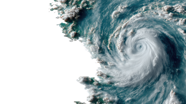 Cyclone's Eye: A mesmerizing, high-angle view unveils the raw power and intricate structure of a massive cyclone, a symbol of nature's formidable strength.