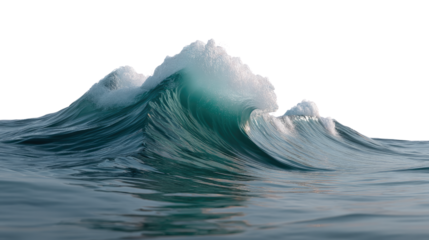 Ocean Wave in Action: A dramatic, turquoise-colored ocean wave crests and curls, showcasing the raw power and beauty of the sea in a dynamic and photorealistic style.