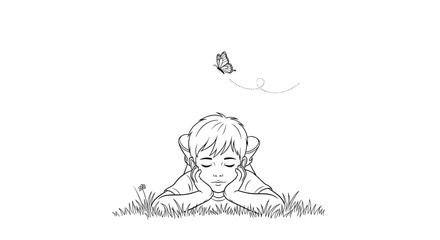 Obraz premium A gentle encounter in nature a young person finds tranquility while gazing upwards