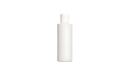 White Bottle Sits Vertically Against Transparent Background, Displaying Cleanliness and Simplicity