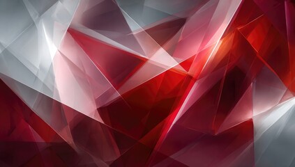 Abstract geometric design with red and white translucent shapes
